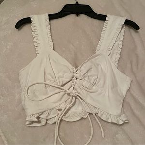 Blue Blush small white ruffle top